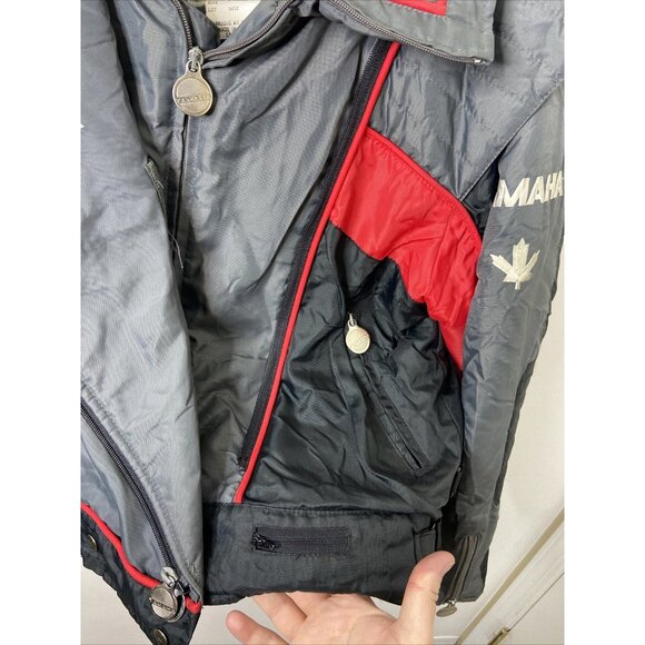 Vintage Yamaha Snowmobile Jacket Winter Racer Woman XL 80s Gray Red - Picture 6 of 13
